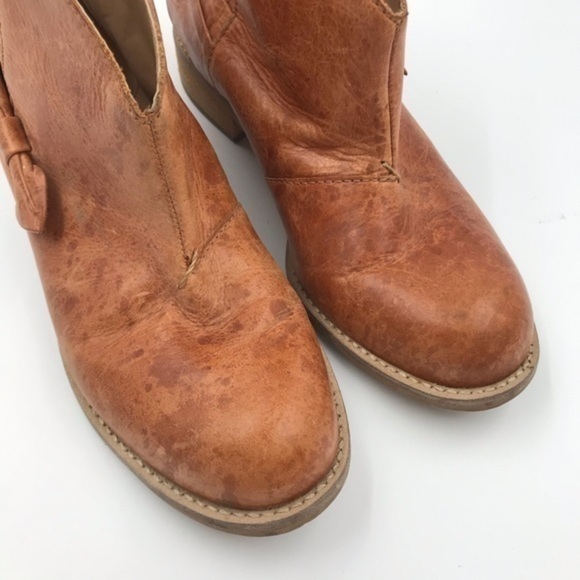 Anthropologie Miss Albright Cognac Leather Darla Ankle Boots Size 6.5 - Picture 4 of 13